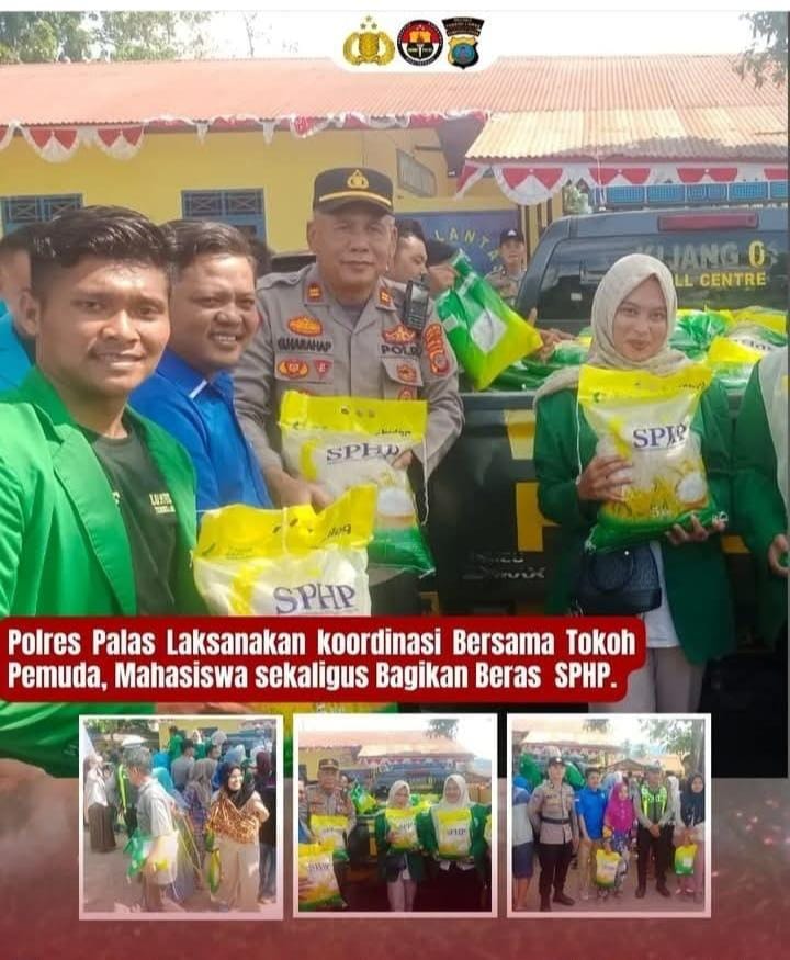 2 Ton Beras disalurkan kepada kaum dhuafa "Polres Padang Lawas ajak kolaborasi DEMA IAI Padang Lawas "